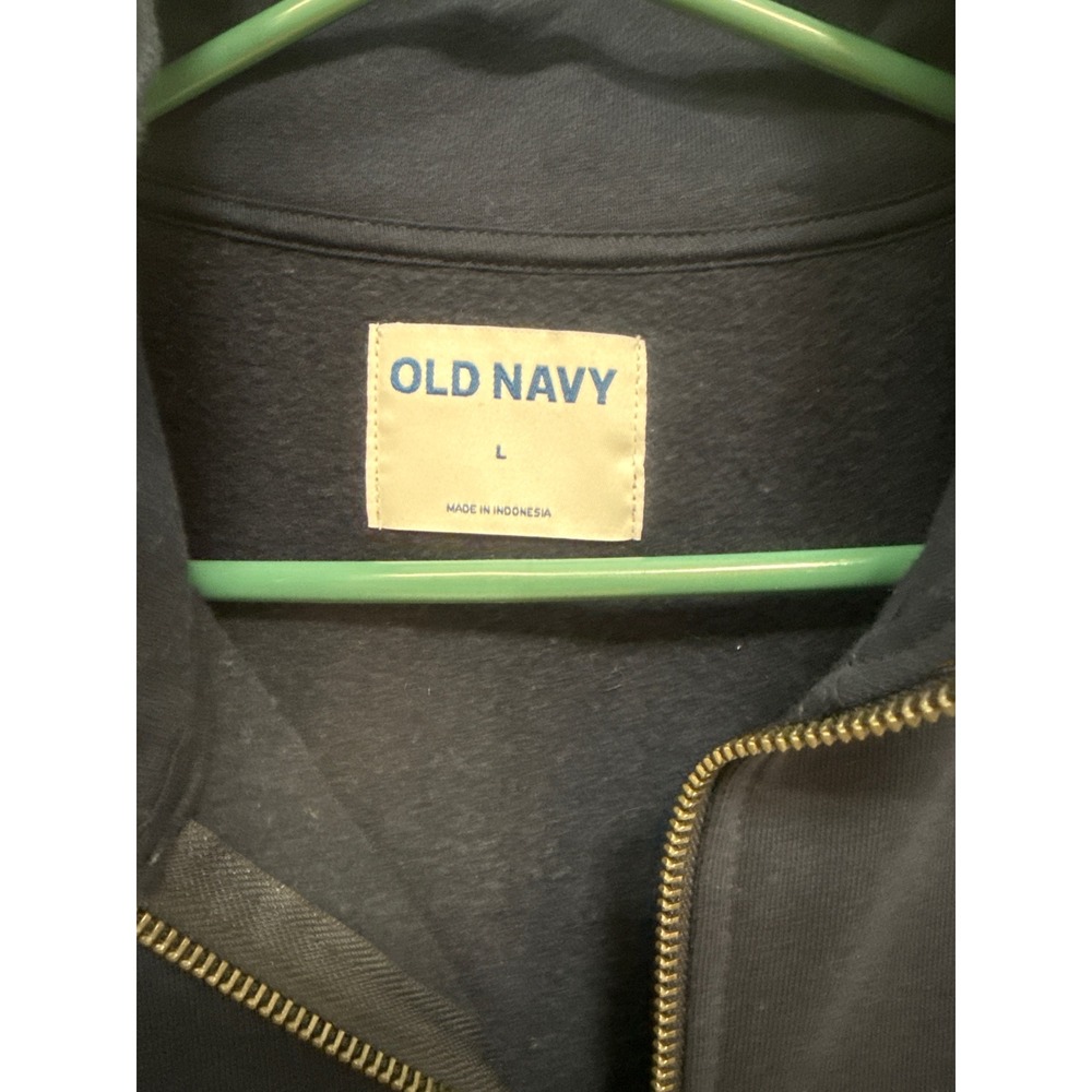 Old Navy Mens Large Navy Blue White Colorblock Quarter Zip Fleece Sweatshirt